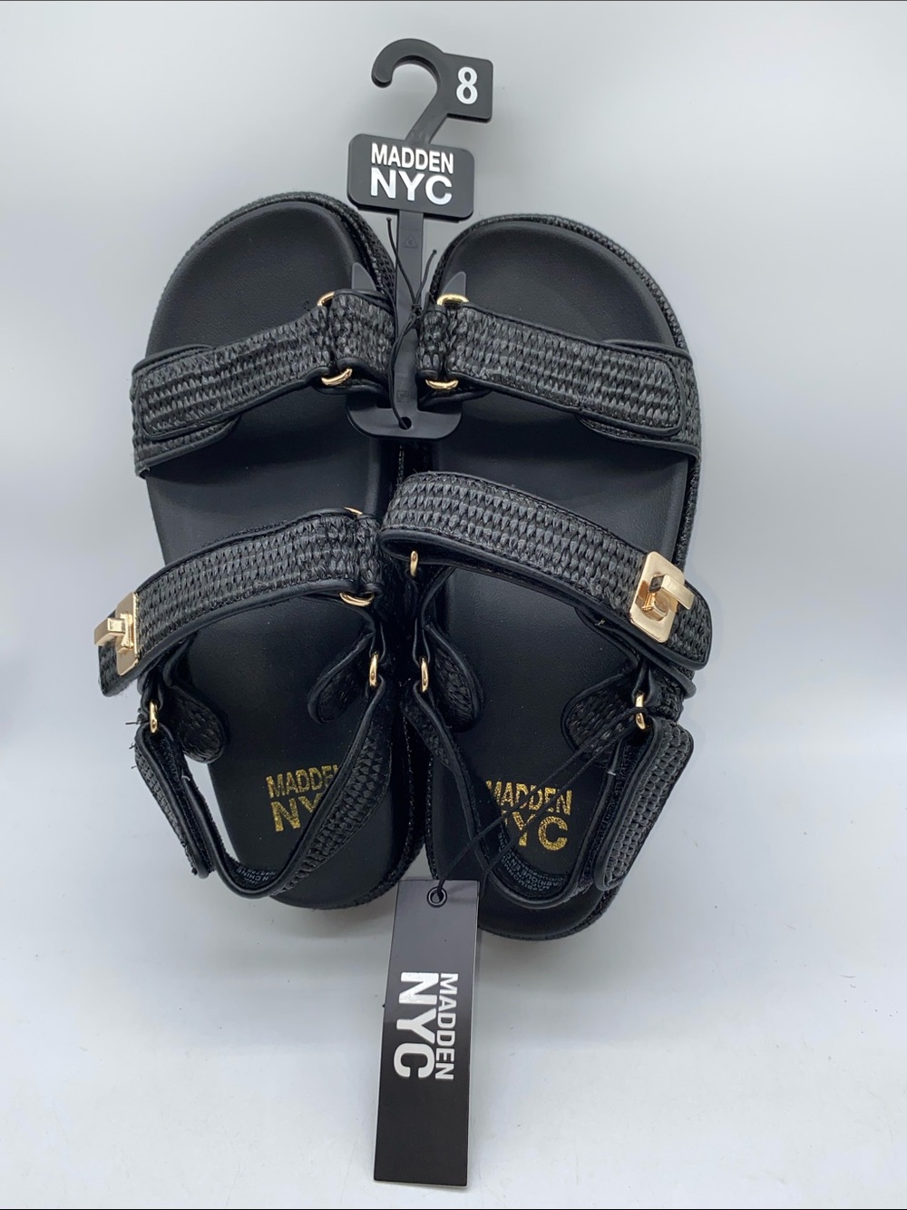 Madden NYC Women's Black Strappy Sandals Size 8